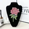 Parche de Flor Colorida Bordado con Lentejuelas y Perlas Malla de Organza Rosa Accesorios de Decoración para Ropa DIY Venta al por Mayor