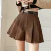 Pantalones Falda de Pana Plisada para Mujer Ropa de Abrigo Temporada Principios de Otoño Invierno 2026 Nuevos de Cintura Alta de Línea A Pierna Ancha Shorts Primavera
