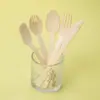 Faca, Garfo e Colher de Bambu Descartáveis Fornecimento Direto da Fábrica Personalizável Comida Ocidental Faca, Garfo, Colher de Bambu, Garfinho de Sobremesa