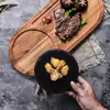 Prato de Jantar Preto Estilo Ocidental, Bandeja Quadrada de Madeira Estilo Japonês, Prato Ocidental para Steak Sushi, Bandeja de Madeira Maciça, Prato para Pizza Hotel