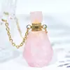 Fábrica Outlet Original Botella de Aceite Faceta de Diamante Piedra Natural Colgante de Aromaterapia Cristal Rosa Jade Botella de Perfume