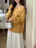 Suéter de Tricô Floral Tridimensional Resistente 2025 Outono e Inverno Novo Gola Redonda Estilo Coreano Solto Doce Suéter Pulôver para Mulheres
