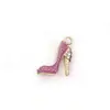 Accesorios para Joyería de Aleación DIY Diamantes de Imitación Oro KC Esmalte Encanto Zapato de Tacón Alto para Mujer Colgante Llavero Adorno Colgante Materiales