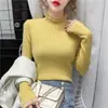Suéter de punto estilo francés con cuello semi-alto y adornos de perlas para mujer, negro de otoño, corte ajustado, rejuvenecedor, camiseta básica de moda versátil