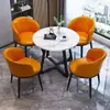 Oficina de Ventas de Juego de Mesa y Sillas de Comedor de Lujo Ligero Italiano Recepción de Ocio Hogar Mesa Redonda Pequeña Simple Moderna Mesa de Café Pequeña