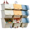 Caixa de Armazenamento de Brinquedos para Porta Lateral Tampa Flip Caixa Fit Doméstica Caixa de Armazenamento de Plástico Lanches Infantis Caixa de Armazenamento com Abertura Inclinada