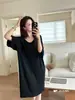 Roupa de Dormir Jieaina Modal Nude Camiseta Grande Camisola Verão Manga Curta Cor Sólida Sexy Comprimento Médio Ombro a Ombro Roupa de Dormir para Mulheres