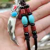 Colgante Imitación Diente de Lobo Soporte Dientes Auténticos de Mastín Tibetano Collar Dientes Reales de Perro Negro Colgante Vintage