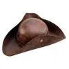 Sombrero de Pirata Halloween Caribeño Doble Borde Dorado Sombrero de Pirata Halloween No Tejido Doble Encaje Sombrero de Capitán Triangular