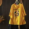 Top de Mujer Súper Elegante de Manga Corta 2026 Nueva Moda de Verano Holgado Talla Grande Moderno Versátil Estampado Tmht