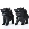 Par de ornamentos Kirin de obsidiana natural para atacado, para decoração de casa e escritório, proteção residencial, presentes, artesanato para hall de entrada, pedra de obsidiana