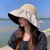 Sombrero de Protección Solar para Mujer en Verano, Protección UV, Sombrero de Goma Negra con Parte Superior Abierta, Ala Ancha, Parasol para la Cara, Sombrero para Ciclismo al Aire Libre