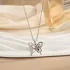 Collar de Mariposa de Cristal Dulce Elegante para Mujer Lujo Accesible Estilo Ins Nicho Gama Alta Popular Cadena para Clavícula Collar al por Mayor
