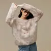 Suéter de Mohair con Estampado de Mariposas para Mujer, Cuello Redondo con Perlas, Tejido de Punto Holgado, Nuevo Top de Manga Larga para Otoño Temprano, Suéter para Mujer