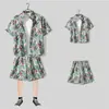Camisa floral de manga corta, Ropa de playa de Hainan, Estilo hawaiano de Sanya, Conjunto de pantalones cortos finos de verano para hombre y pareja de viaje a Tailandia