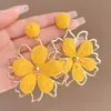 Pendientes Grandes de Flor Estilo Vacaciones de Verano en la Costa, Pendientes Exagerados de Paja Bohemia, Aretes para Mujer, Perfectos para Fotos de Viaje
