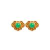Pendientes huecos con cierre de Ruyi Ping An, estilo chino, con imitación de jaspe hetiano chapado en oro y color que conservan el color.