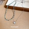 Collar Colgante de Acero Inoxidable con Cuentas de Flor Estilo Europeo y Americano Diseño Único Cadena para Clavícula Cadena de Cuello de Lujo Ligero Gama Alta