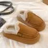 Novos sapatos de inverno Birkenstock femininos, de sola reta, estilosos, com fivela, forrados com pelúcia, espessados, quentes, chinelos de pelúcia para calçar e tirar