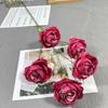 Rosa de ensueño de cinco cabezas rama única rosa redonda arreglo floral coreano para boda flor de seda arreglo floral fresco para salón de bodas pared flor de seda