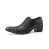Zapatos casuales de cuero de punta fina estilo británico con cremallera frontal para aumentar la altura para hombre, mocasines de moda sin cordones con suela gruesa y tacón grueso para negocios formales
