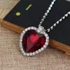 Joyería Europea y Americana Colgante de Diamante Amor Corazón del Océano Titanic Cadena para Suéter Collar de Zafiro Rojo