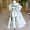 Vestido de Cetim Estilo Ocidental Estilo Coreano para Bebê Menina de Um Ano para Festa de Aniversário Vestido de Daminha Princesa com Ombro Único Bufante