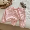 Traje deportivo de polar de doble cara con cuello alto para bebé de otoño, conjunto de polar para bebé de primavera y otoño, conjunto de dos piezas de ropa exterior para bebé