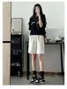 Shorts Pretos Soltos Estilo Novo 2026 para Mulheres, Verão Bf Cintura Alta Esportivo Casual Comprimento Médio, Pierna Reta Estilo Hong Kong
