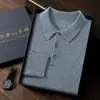 Suéter Masculino de Caxemira com Gola Camisa, Novo Estilo Outono e Inverno, Camisa Base Tricotada com Gola Polo, Suéter Masculino de Caxemira
