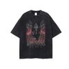 ARTIE ropa de hombre desgastada y usada calle principal holgada camiseta de manga corta ataque gigante estampada copo de nieve frito vintage Camiseta