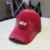 Gorra de Béisbol Unisex de Color Brillante Estilo Coreano Bordado de Letras 3D Bonito Desgastada con Visera Ancha para Adelgazar la Cara