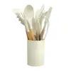 Juego de 12 Utensilios de Cocina de Silicona con Mango de Madera Set de Utensilios Antiadherentes Cubo de Almacenamiento Juego Diario de Cocina en Stock