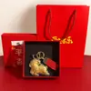 Amuleto de la Suerte del Año de la Oveja Llavero de Ovejita Bolso Dorado Cadena para Teléfono Colgante Souvenir Exquisito de Negocios Regalo