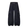 Ropa Vintage 2026 Otoño Nuevo Estilo Retro Americano Gama Alta Hebilla de Avión Bolsillo Grande Corte Holgado Jeans Curvos