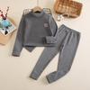 Roupa íntima infantil de seda amoreira quente, outono e inverno, base espessada, roupas de outono, calças de outono, gola média, roupas de outono, terno para meninos e meninas