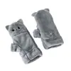 Guantes de otoño e invierno para mujer, lindos, para montar, estilo coreano, modernos, de dibujos animados, forrados de felpa, engrosados, para estudiantes, para escribir, cálidos, tipo flip