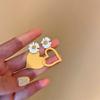 Pendientes de aguja de plata con lazo amarillo fresco, encantadores pendientes de flores, diseño dulce, pendientes de celebridad en línea personalizados, nuevos pendientes