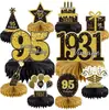 Decoração de Festa de Aniversário de Luxo Preto e Dourado para Adultos, Enfeites e Suprimentos de Favo de Mel, Presentes de Mesa para Festa de Aniversário