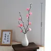 Buquê de Flor de Ameixa de Cera Simulada Arranjo de Flores Secas Novo Estilo Chinês Ornamento de Vaso de Cerâmica Decoração de Casa Sala de Estar Entrada Arranjo de Flores