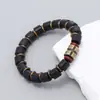 Estilo Nuevo Europeo y Americano Personalizado Moda Tendencia Versátil para Hombre Pulsera de Joyería Artesanal con Cuentas de Madera Negras Retro