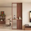 Estética de la Dinastía Song: Biombo de Madera Maciza con Pantalla de Cristal para el Vestíbulo Frente a la Puerta, Biombo de Madera de Nogal Negro Estilo Chino Nuevo para Privacidad