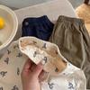 Shorts Infantis 2026 Verão Novo Estilo Meninos e Meninas Calça de Algodão Bordada com Letras Bebê Marca Japonesa Tendência Calça de Cinco Pontos