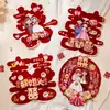 Set de Decoración de Habitación de Boda con Pegatinas del Personaje Doble Felicidad, Suministros Completos de Boda para Decorar la Habitación de la Novia y el Novio
