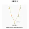Colar Vintage Dopamina Dourado com Brilho Arco-Íris, Luxo Leve, Versátil, Corrente para Clavícula com Pingente de Diamante Colorido para Mulheres