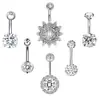 Amazon wish AliExpress más vendido uña del ombligo acero inoxidable incrustado circonita anillo del ombligo set de 6 piezas al por mayor en stock