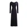 Vestido largo de manga larga de alta gama estilo vintage francés para mujer, adecuado para otoño e invierno, con una falda de cola de pez de línea A, vestido largo adelgazante y favorecedor para primavera