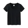 Camiseta de mujer de 230 g hilo spandex 92% algodón 8% spandex, cuello en U, camiseta base versátil casual de verano, se puede imprimir o bordar
