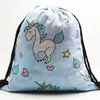 Mochila con Cordón de Tela Oxford Estampado Digital 3D Nuevo Unicornio para Compras Almacenamiento Mochila con Cordón