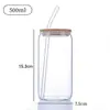 Copo de Cola de Vidro Borossilicato de 16oz Transfronteiriço com Tampa de Bambu, Canudo à Prova de Vazamentos, Copo de Dupla Utilização, Copo Mason Fosco Resistente a Altas Temperaturas